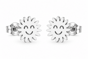Goodies Label Zilverkleurige Smiley Sun Studs 10 mm | Stainless Steel