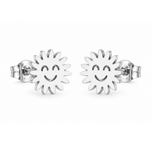 Goodies Label Zilverkleurige Smiley Sun Studs 10 mm | Stainless Steel