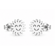 Goodies Label Zilverkleurige Smiley Sun Studs 10 mm | Stainless Steel