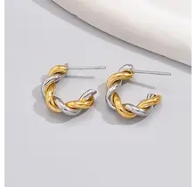 Goodies Label Bicolor Twisted Hoops 1,8 cm | Stainless Steel Oorbellen