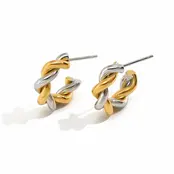 Goodies Label Bicolor Twisted Hoops 1,8 cm | Stainless Steel Oorbellen