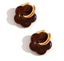 Goodies Label Bruine Bloem Oorbellen Goud | Stainless Steel