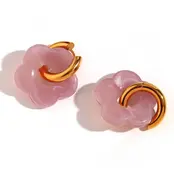 Goodies Label Roze Bloem Oorbellen Goud | Stainless Steel