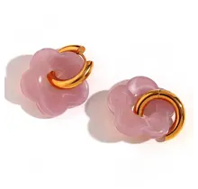Goodies Label Roze Bloem Oorbellen Goud | Stainless Steel