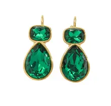 Goodies Label Goudkleurige Crystal Drop Oorbellen Groen 23 mm