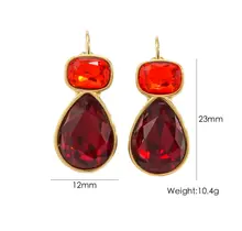 Goodies Label Goudkleurige Crystal Drop Oorbellen Rood 23 mm