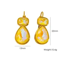 Goodies Label Goudkleurige Crystal Drop Oorbellen Geel 23 mm