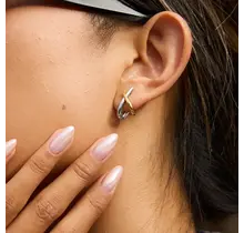 Goodies Label Bicolor Statement Oorstuds Goud & Zilver | Stainless Steel