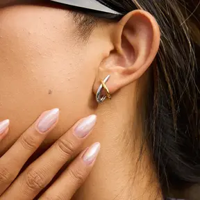 Goodies Label Bicolor Statement Oorstuds Goud & Zilver | Stainless Steel