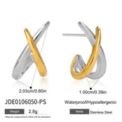 Goodies Label Bicolor Statement Oorstuds Goud & Zilver | Stainless Steel