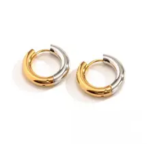 Goodies Label Bicolor Hoops Goud & Zilver | Stainless Steel Oorringen