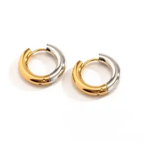 Goodies Label Bicolor Hoops Goud & Zilver | Stainless Steel Oorringen