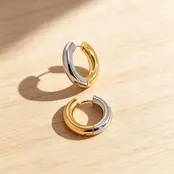 Goodies Label Bicolor Hoops Goud & Zilver | Stainless Steel Oorringen
