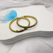 Goodies Label Multicolor Zirconia Hoops Goud | Stainless Steel Oorbellen