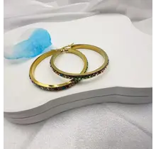 Goodies Label Multicolor Zirconia Hoops Goud | Stainless Steel Oorbellen
