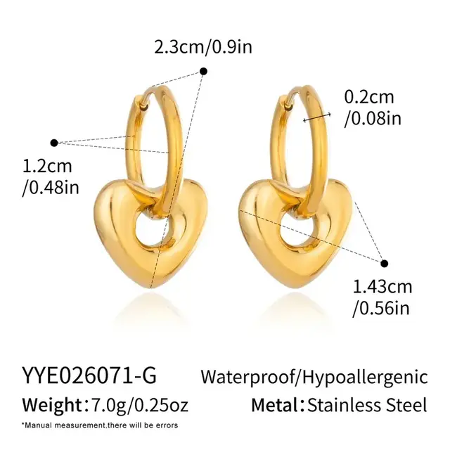 Goodies Label Goudkleurige Hart Oorringen 2,3 cm | Stainless Steel