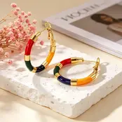 Goodies Label Multicolor Statement Hoops Goud | Stainless Steel Oorbellen