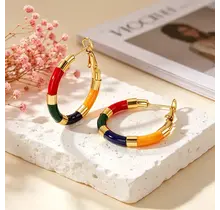 Goodies Label Multicolor Statement Hoops Goud | Stainless Steel Oorbellen