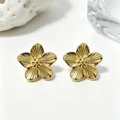 Goodies Label Goudkleurige Bloem Statement Oorstuds 2,1 cm | Stainless Steel