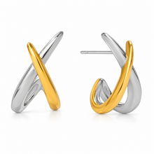 Goodies Label Bicolor Statement Oorstuds Goud & Zilver | Stainless Steel