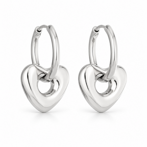 Goodies Label Zilverkleurige Hart Oorringen 2,3 cm | Stainless Steel