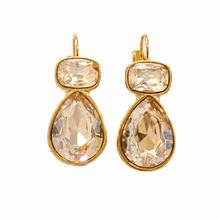 Goodies Label Goudkleurige Crystal Drop Oorbellen 23 mm | Statement Earrings