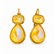 Goodies Label Goudkleurige Crystal Drop Oorbellen Geel 23 mm