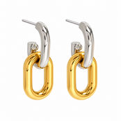 Goodies Label Bicolor Statement Oorbellen Goud & Zilver | Stainless Steel
