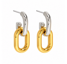 Goodies Label Bicolor Statement Oorbellen Goud & Zilver | Stainless Steel