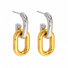 Goodies Label Bicolor Statement Oorbellen Goud & Zilver | Stainless Steel