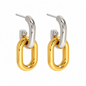 Goodies Label Bicolor Statement Oorbellen Goud & Zilver | Stainless Steel