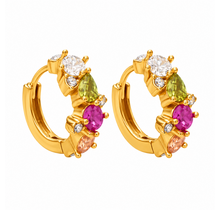 Goodies Label Goudkleurige Multicolor Rhinestone Oorringen | Stainless Steel