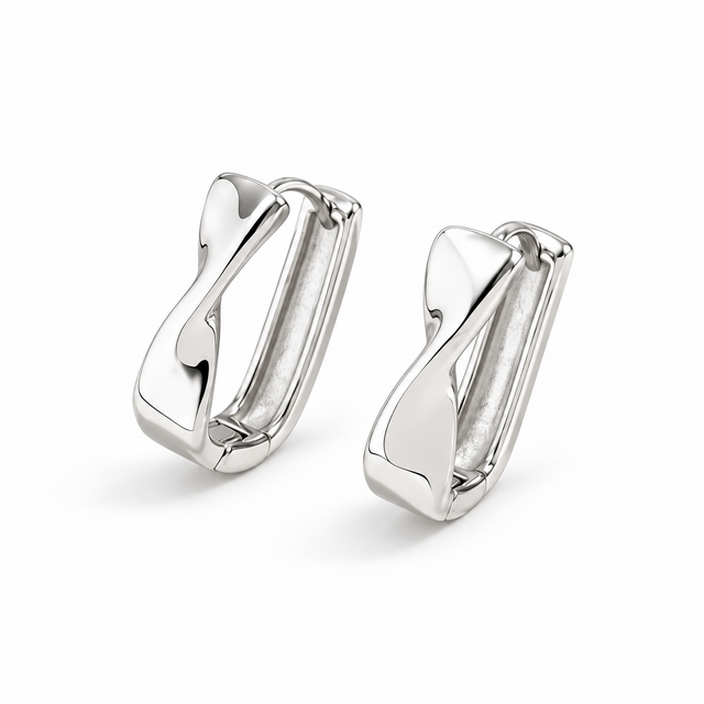 Goodies Label Zilverkleurige Geometric Twist Hoops 20 mm | Stainless Steel