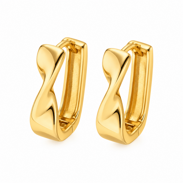 Goodies Label Goudkleurige Geometric Twist Hoops 20 mm | Stainless Steel