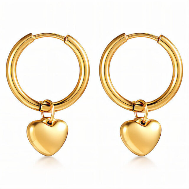 Goodies Label Hearts" PVD Gold-Plated Steel Earrings - Intensity