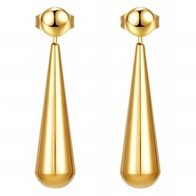 Goodies Label Goudkleurige Drop Statement Oorstuds | Stainless Steel 3 cm