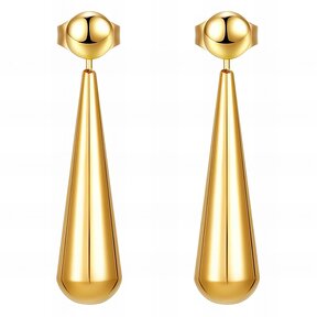 Goodies Label Goudkleurige Drop Statement Oorstuds | Stainless Steel 3 cm