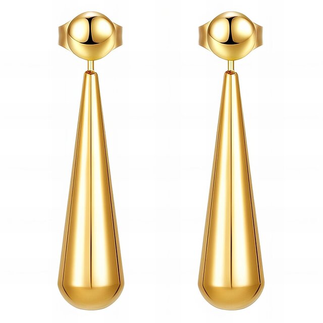 Goodies Label Goudkleurige Drop Statement Oorstuds | Stainless Steel 3 cm