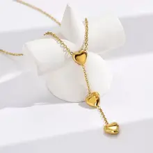 Goodies Label Goudkleurige Y-Ketting met Drie Hartjes