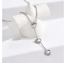 Goodies Label Zilverkleurige Y-Ketting met Drie Hartjes