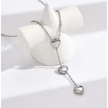 Goodies Label Zilverkleurige Y-Ketting met Drie Hartjes