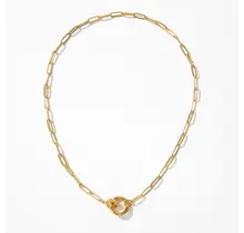 Goodies Label Goudkleurige Paperclip Ketting met Dubbele Ring | 46 cm