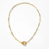 Goodies Label Goudkleurige Paperclip Ketting met Dubbele Ring | 46 cm