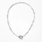 Goodies Label Zilverkleurige Paperclip Ketting met Dubbele Ring | 46 cm
