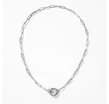 Goodies Label Zilverkleurige Paperclip Ketting met Dubbele Ring | 46 cm