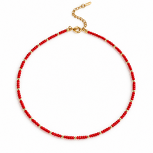 Goodies Label Rode Kralenketting met Goudkleurige Details | 40+5 cm