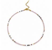 Goodies Label Paarse Kralenketting met Goudkleurige Details | 40+5 cm