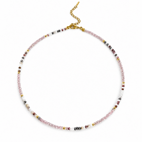 Goodies Label Paarse Kralenketting met Goudkleurige Details | 40+5 cm