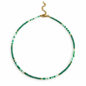 Goodies Label Turquoise Kralenketting met Goudkleurige Details | 40+5 cm