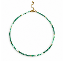 Goodies Label Turquoise Kralenketting met Goudkleurige Details | 40+5 cm